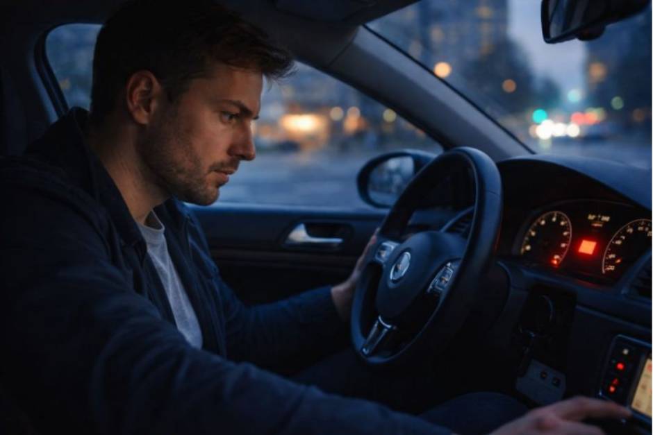 Muškarac u automobilu rano ujutru